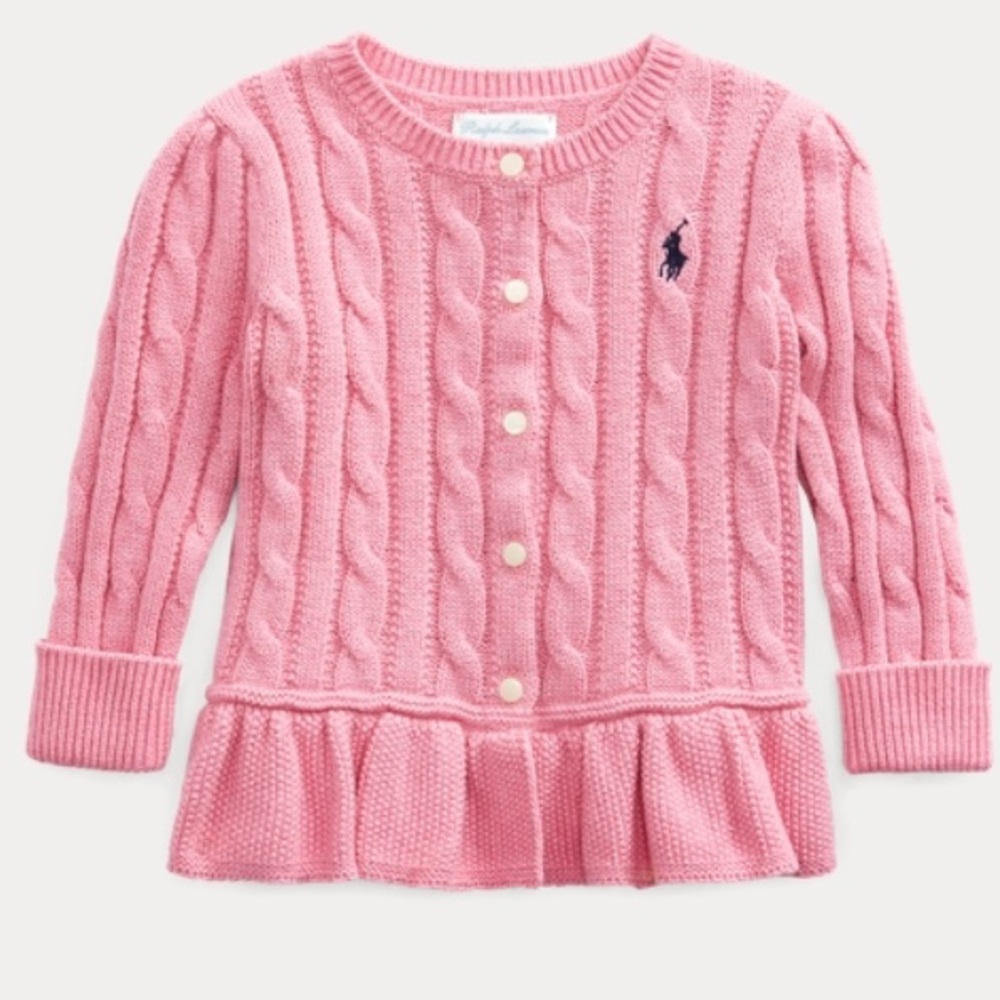 Ralph Lauren Pink Cable cotton cardigan 24M